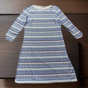 CABANA LIFE Dress Blue Size M Shift Long‎ Sleeves Geometric Wrinkle Resistant